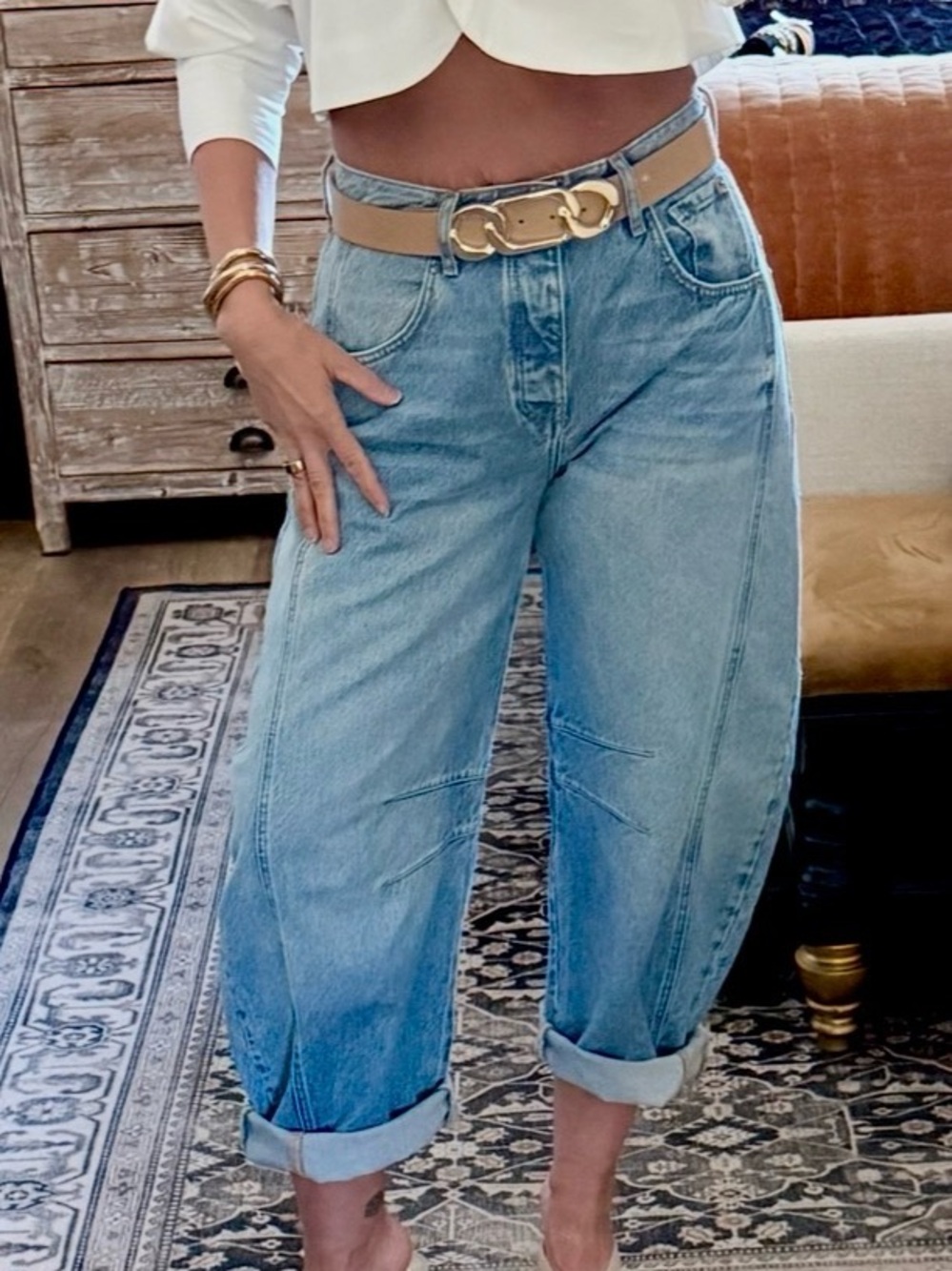 Free People We the Free Good Luck barrel jeans sz 27 - Picture 7 of 10